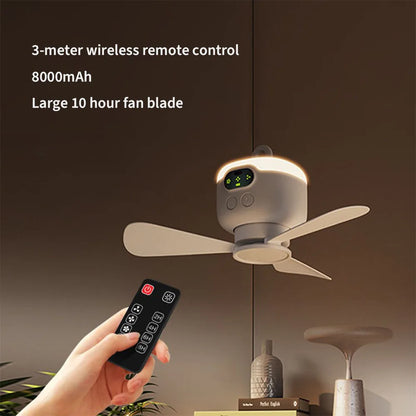 USB Rechargeable Ceiling Fan Remote USB Power Ceiling Canopys Fan Night Lamp Lighting 8000mAh LED Lamp Ceiling Fan