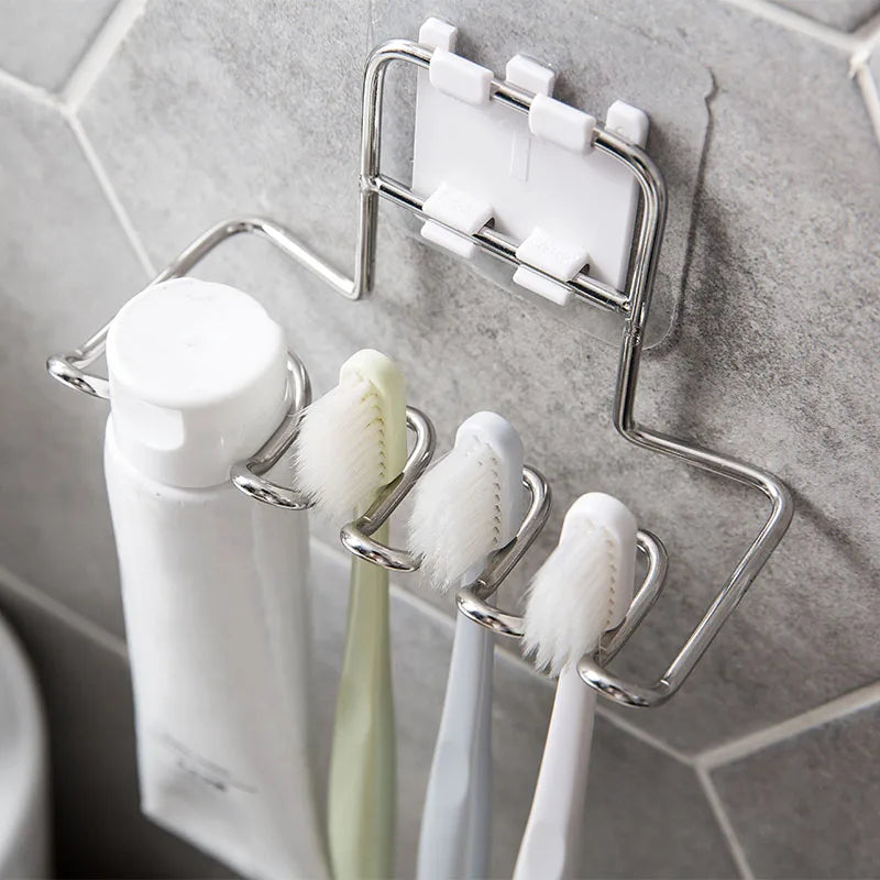 Stainless Steel Toothbrush Holder Shaver Storage Rack Tooth Brush Shelf Toothpaste Holder Rack