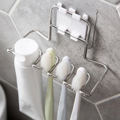 Stainless Steel Toothbrush Holder Shaver Storage Rack Tooth Brush Shelf Toothpaste Holder Rack